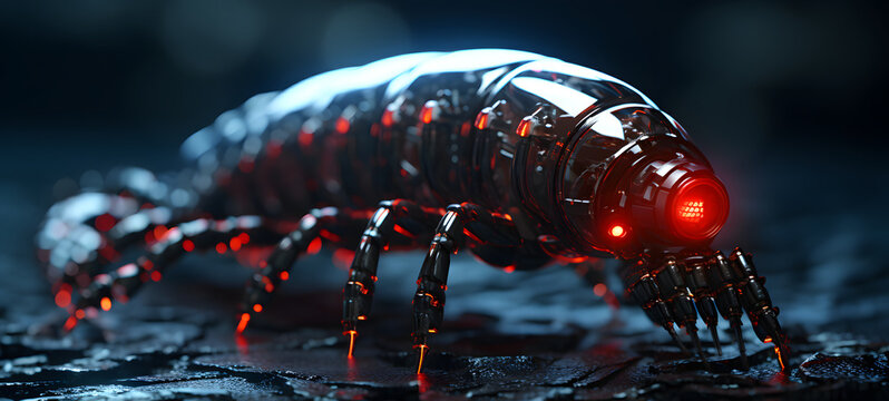 transform red centipede monster-shaped nano robot, ai generative - Powered by Adobe