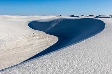 Other worldly landscape of gypsum dunes at White Sands NP.