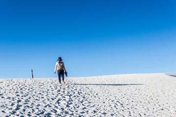Hiking the Akali Flats Trail at White Sands NP.