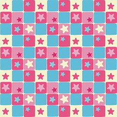 Seamless children's pattern with stars. Simple, naive, bright. Vector illustration.