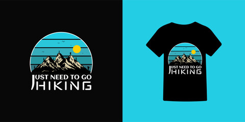 Mountain hiking adventure graphics t shirt design and vector illustration