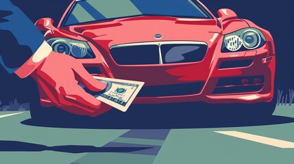 The illustration of paying a fine captures the essence of financial penalties imposed by authorities for violations like speeding or parking offenses