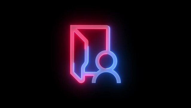Neon personal folder icon blue red color glowing animation black background