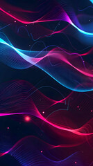 Dark abstract background with a neon glowing abstract waves, abstract background for wallpaper created with AI