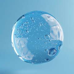 a blue bubble with a circular shape floated in the air