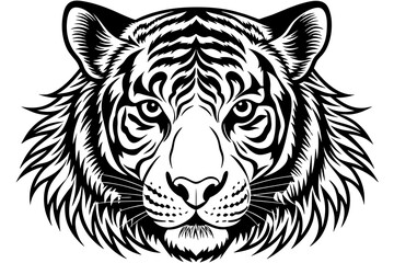 A realistic tiger head silhouette  vector art illustration