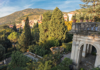 The elevated view on the suburb of Rome, Tivoli,  from the villa d'Este - Italy