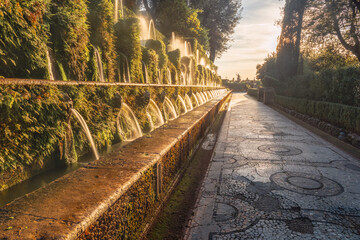 Viale delle Cento Fontane  - the avenue of a hundred fountains - Tivoli, Italy - obrazy, fototapety, plakaty