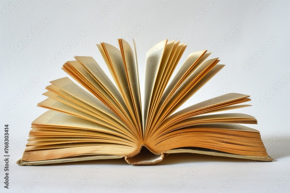 Poster the image captures a hardcover book with pages fanned out, giving a pleasing symmetric pattern on a 