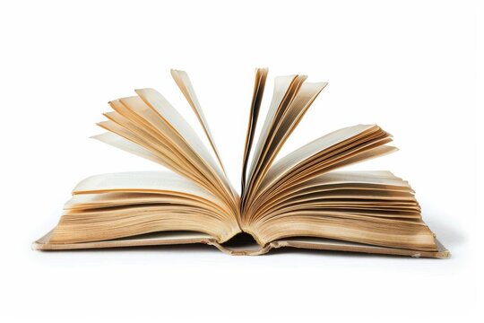 Image shows an open book with pages gracefully standing outward against crisp white background
