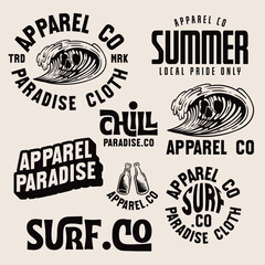 set of summer badges design, editable text badges, retro badges collections