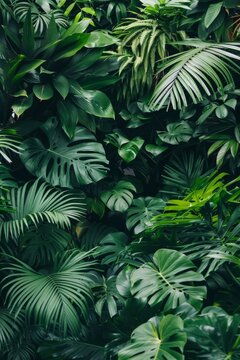 Multiple Vegetation Plants in Tropical Rainforest Background created with Generative AI Technology