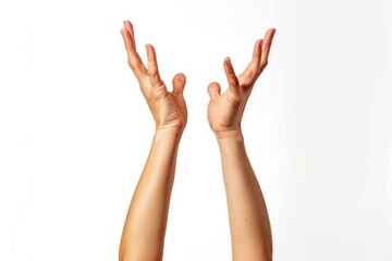 Two hands held up and arched to form a rectangle as if framing or focusing on a virtual subject, against a white backdrop