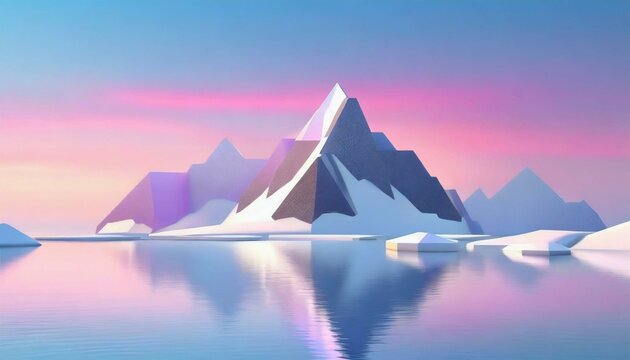 Fabuloso fondo minimalista de montañas de hielo con hermosos detalles rosa