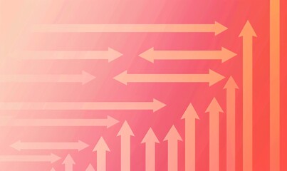 a minimalist graphic design with an array of arrows in coral shades