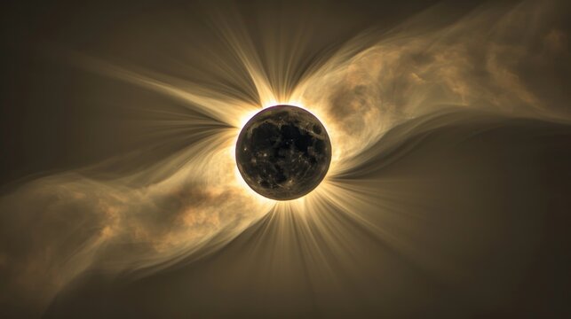 This awe-inspiring image captures a total solar eclipse with the sun's corona emitting radiant light around the moon's silhouette