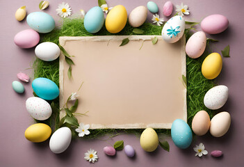 Naklejka na ściany i meble Easter sunday wishes background with copy space