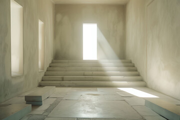 Light and Dark Contrast in an Old, Empty Concrete Interior