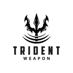 Neptune Poseidon Trident Logo, Spear Simple Vintage Template Design