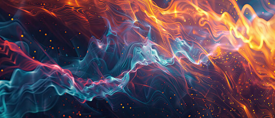 Digital abstract background. Can be used for technological processes, neural networks and AI, digital storages, sound and graphic forms, science, education, etc. - obrazy, fototapety, plakaty