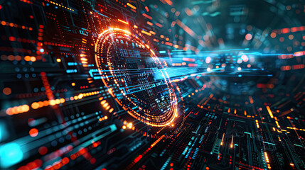 Digital background. Can be used in the description of network abilities, technological processes, digital storages, science, education, etc.