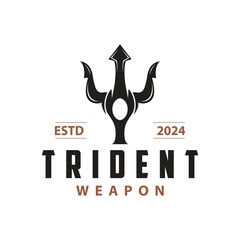Neptune Poseidon Trident Logo, Spear Simple Vintage Template Design