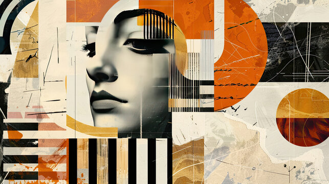 Generative AI image illustration retro Trendy paper collage composition wallpaper modern art.