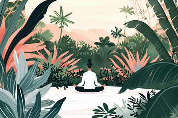 illustration of meditation in the middle of nature