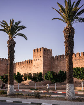 The fortress of Taroudant at sunset in Morocco.