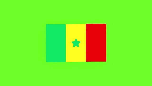 Senegal Flag isolated on Green Screen background. National Senegal Flag Waving Animation on green screen. 2d Motion Graphics Animation
