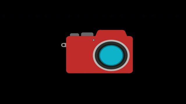 Camera photographic device icon concept animation with alpha channel