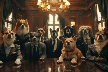Board Room of Dogs Investment Team - obrazy, fototapety, plakaty