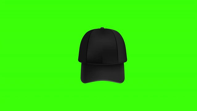 a black baseball cap icon concept animation with alpha channel