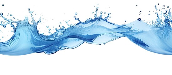 Close-up view of a wave of water against a plain white background, showcasing the details and texture of the water's movement and flow