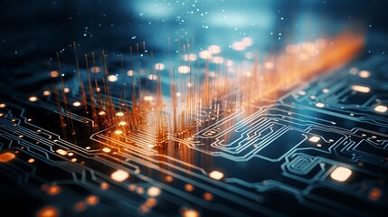 Glitchy Circuit Board with Sparks