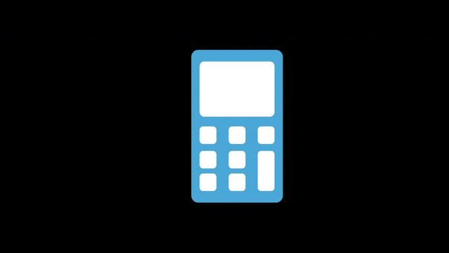 A calculator with buttons icon concept loop animation video with alpha channel