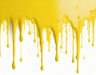 Bright yellow paint running in rivulets down a white wall