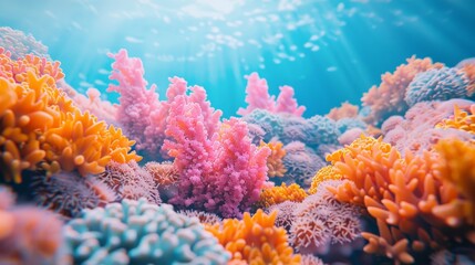 Naklejka na ściany i meble Simplistic 3D Blender coral reef, underwater hues