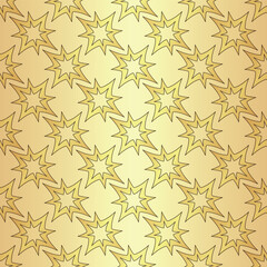 Vector vintage hand drawn golden seamless pattern with stars
