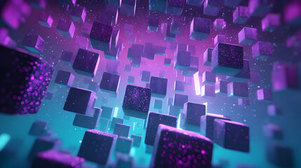 Colorful cubes, blockchain new technology transmission with digital background