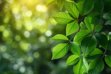 A green nature and blurred background with sunlight - Powered by Adobe