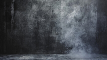 Empty dark abstract cement wall and studio room with smoke float up interior texture. Generative Ai - obrazy, fototapety, plakaty