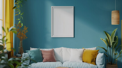 A mockup Image of Photo Frames in a cozy living room