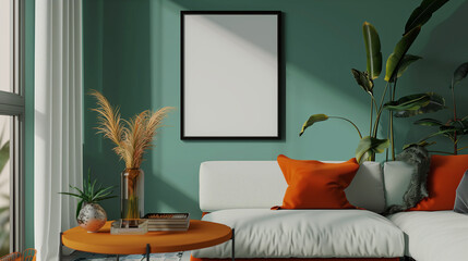 A mockup Image of Photo Frames in a cozy living room