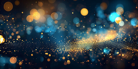Elegant Blue and Gold Bokeh Abstract Background 