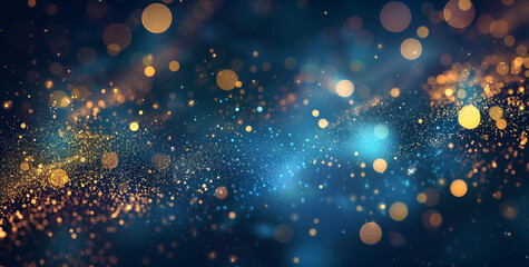 Glistening Blue and Gold Abstract Background for  Festivities