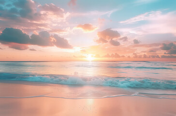 Calmness and Tranquility: Pink Sunset Seascape