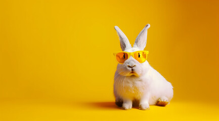 Chill Bunny Sporting Sunglasses on Bright Background
