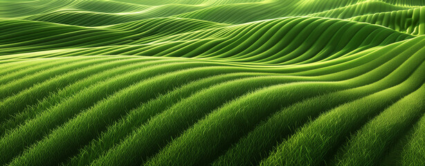 Eco-Friendly Green Design: Organic Lines Wallpaper Illustration. Hills of green grass. - 768319624
