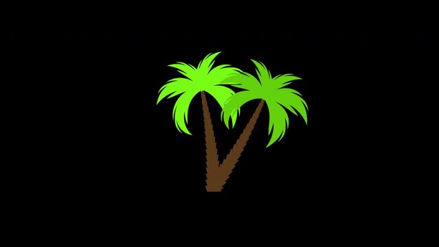 palm trees Tropical vacation icon concept animation with alpha channel